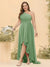 A-line/Princess One-The-Shoulder Asymmetrical Long Plus Size Bridesmaid dresses