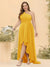 A-line/Princess One-The-Shoulder Asymmetrical Long Plus Size Bridesmaid dresses