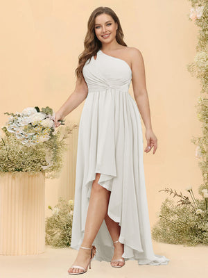 A-line/Princess One-The-Shoulder Asymmetrical Long Plus Size Bridesmaid dresses