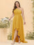 A-line/Princess One-The-Shoulder Asymmetrical Long Plus Size Bridesmaid dresses