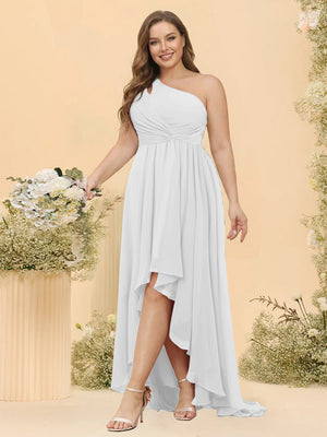 A-line/Princess One-The-Shoulder Asymmetrical Long Plus Size Bridesmaid dresses