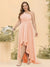 A-line/Princess One-The-Shoulder Asymmetrical Long Plus Size Bridesmaid dresses