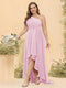 A-line/Princess One-The-Shoulder Asymmetrical Long Plus Size Bridesmaid dresses
