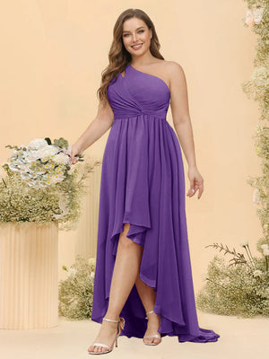 A-line/Princess One-The-Shoulder Asymmetrical Long Plus Size Bridesmaid dresses