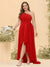 A-line/Princess One-The-Shoulder Asymmetrical Long Plus Size Bridesmaid dresses