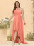 A-line/Princess One-The-Shoulder Asymmetrical Long Plus Size Bridesmaid dresses