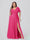 A Line/Princess V-Neck Short Sleeves Plus Size Bridesmaid Dresses with Split Side