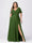 A Line/Princess V-Neck Short Sleeves Plus Size Bridesmaid Dresses with Split Side