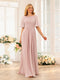 A-Line/Princess Floor-Length Short Sleeves Bridesmaid Dresses with Sash