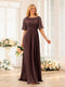 A-Line/Princess Floor-Length Short Sleeves Bridesmaid Dresses with Sash