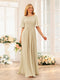 A-Line/Princess Floor-Length Short Sleeves Bridesmaid Dresses with Sash