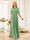 A-Line/Princess Floor-Length Short Sleeves Bridesmaid Dresses with Sash
