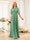 A-Line/Princess Floor-Length Short Sleeves Bridesmaid Dresses with Sash