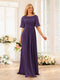 A-Line/Princess Floor-Length Short Sleeves Bridesmaid Dresses with Sash