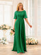 A-Line/Princess Floor-Length Short Sleeves Bridesmaid Dresses with Sash