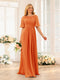 A-Line/Princess Floor-Length Short Sleeves Bridesmaid Dresses with Sash