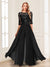 Chiffon Floor-Length Half Sleeves Scoop Mother of the Bride Pantsuits
