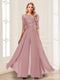 Chiffon Floor-Length Half Sleeves Scoop Mother of the Bride Pantsuits