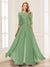 Chiffon Floor-Length Half Sleeves Scoop Mother of the Bride Pantsuits