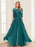 Chiffon Floor-Length Half Sleeves Scoop Mother of the Bride Pantsuits