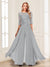 Chiffon Floor-Length Half Sleeves Scoop Mother of the Bride Pantsuits