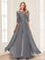 Chiffon Floor-Length Half Sleeves Scoop Mother of the Bride Pantsuits