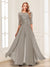 Chiffon Floor-Length Half Sleeves Scoop Mother of the Bride Pantsuits