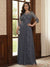 Chiffon A-Line/Princess Scoop 3/4 Sleeves  Mother of the Bride Dresses with Appliques & Ruffles