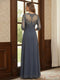 Chiffon A-Line/Princess Scoop 3/4 Sleeves  Mother of the Bride Dresses with Appliques & Ruffles