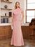 Sheath/Column Asymmetrical One-Shoulder Short Sleeves Mother of the Bride Dresses with Pleats