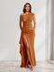 Sheath/Column One-Shoulder Pleated Ruffle Bridesmaid Dresses with Split Side