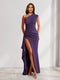 Sheath/Column One-Shoulder Pleated Ruffle Bridesmaid Dresses with Split Side