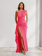 Sheath/Column One-Shoulder Pleated Ruffle Bridesmaid Dresses with Split Side