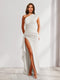 Sheath/Column One-Shoulder Pleated Ruffle Bridesmaid Dresses with Split Side