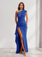 Sheath/Column One-Shoulder Pleated Ruffle Bridesmaid Dresses with Split Side