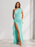 Sheath/Column One-Shoulder Pleated Ruffle Bridesmaid Dresses with Split Side