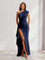 Sheath/Column One-Shoulder Pleated Ruffle Bridesmaid Dresses with Split Side
