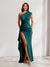 Sheath/Column One-Shoulder Pleated Ruffle Bridesmaid Dresses with Split Side