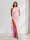 Sheath/Column One-Shoulder Pleated Ruffle Bridesmaid Dresses with Split Side