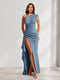 Sheath/Column One-Shoulder Pleated Ruffle Bridesmaid Dresses with Split Side