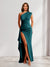 Sheath/Column One-Shoulder Pleated Ruffle Bridesmaid Dresses with Split Side