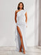 Sheath/Column One-Shoulder Pleated Ruffle Bridesmaid Dresses with Split Side