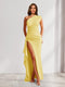 Sheath/Column One-Shoulder Pleated Ruffle Bridesmaid Dresses with Split Side