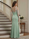 Trumpet/Mermaid Long Sleeves Scoop Floor-Length Mother of the Bride Dresses with Ruched & Embroidery