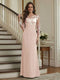 Trumpet/Mermaid Long Sleeves Scoop Floor-Length Mother of the Bride Dresses with Ruched & Embroidery