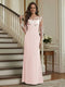 Trumpet/Mermaid Long Sleeves Scoop Floor-Length Mother of the Bride Dresses with Ruched & Embroidery