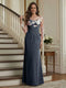 Trumpet/Mermaid Long Sleeves Scoop Floor-Length Mother of the Bride Dresses with Ruched & Embroidery