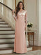 Trumpet/Mermaid Long Sleeves Scoop Floor-Length Mother of the Bride Dresses with Ruched & Embroidery
