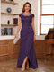 Sheath/Column Scoop Short Sleeves Mother of the Bride Dresses With Lace & 3D Floral