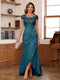Sheath/Column Scoop Short Sleeves Mother of the Bride Dresses With Lace & 3D Floral